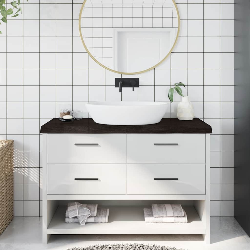 Wastafelblad 120x60x(2-6) cm behandeld massief hout donkerbruin is nu te koop bij PeponiXL, paradijselijk wonen!