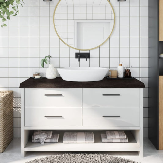 Wastafelblad 140x60x(2-6) cm behandeld massief hout donkerbruin is nu te koop bij PeponiXL, paradijselijk wonen!