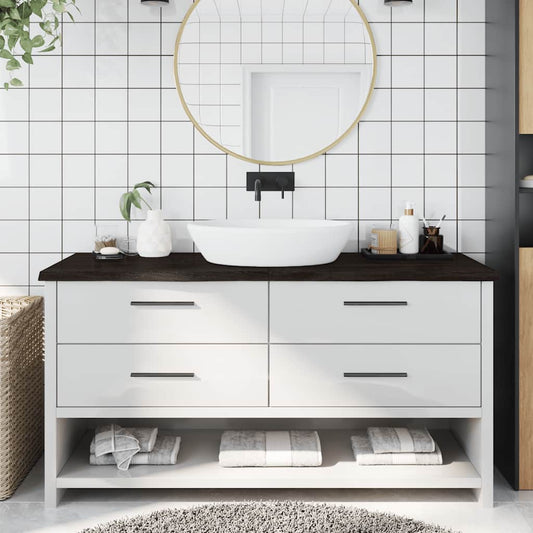 Wastafelblad 160x60x(2-4) cm behandeld massief hout donkerbruin is nu te koop bij PeponiXL, paradijselijk wonen!