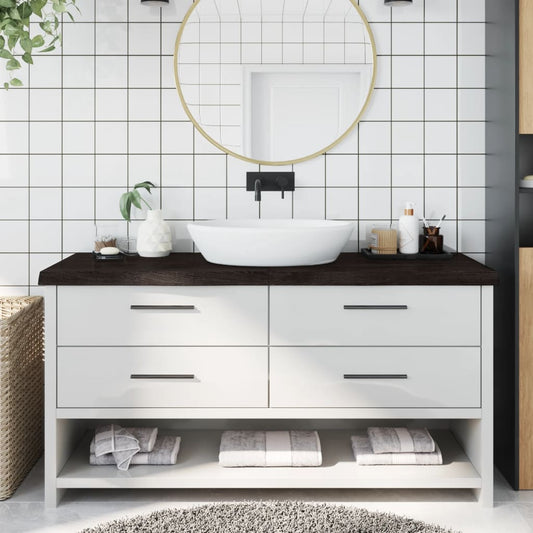 Wastafelblad 160x60x(2-6) cm behandeld massief hout donkerbruin is nu te koop bij PeponiXL, paradijselijk wonen!