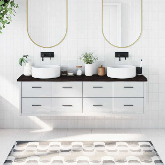 Wastafelblad 180x40x(2-4) cm behandeld massief hout donkerbruin is nu te koop bij PeponiXL, paradijselijk wonen!