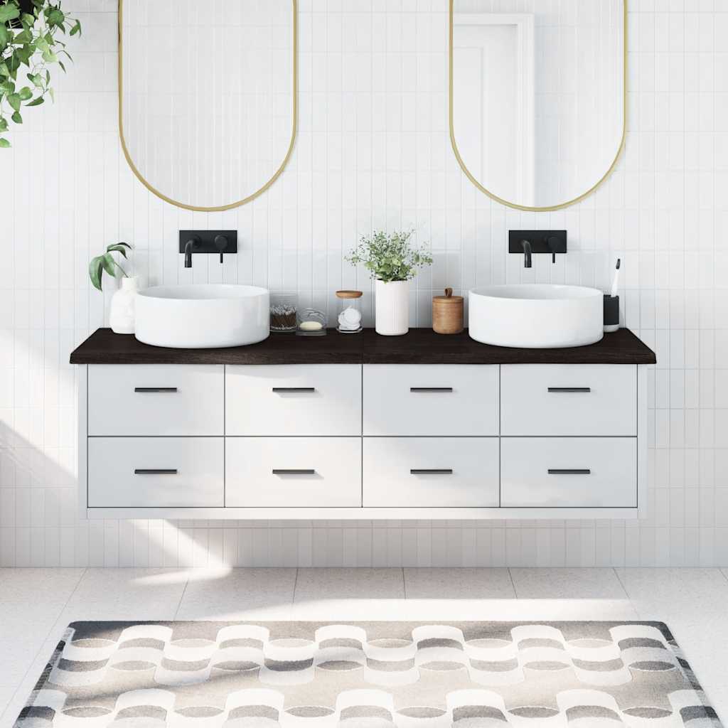 Wastafelblad 180x60x(2-4) cm behandeld massief hout donkerbruin is nu te koop bij PeponiXL, paradijselijk wonen!