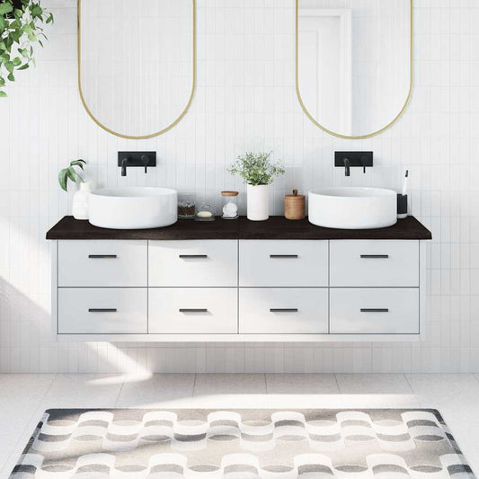 Wastafelblad 180x60x(2-4) cm behandeld massief hout donkerbruin is nu te koop bij PeponiXL, paradijselijk wonen!