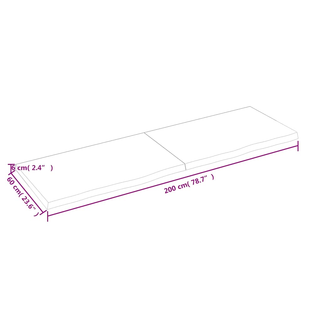 Wastafelblad 200x60x(2-6) cm behandeld massief hout donkerbruin is nu te koop bij PeponiXL, paradijselijk wonen!