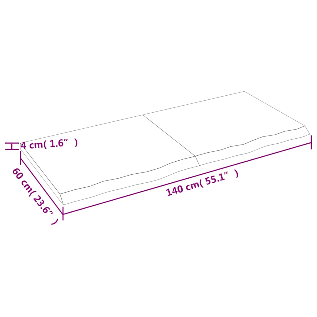 Tafelblad 140x60x(2-4)cm behandeld massief eikenhout lichtbruin is nu te koop bij PeponiXL, paradijselijk wonen!