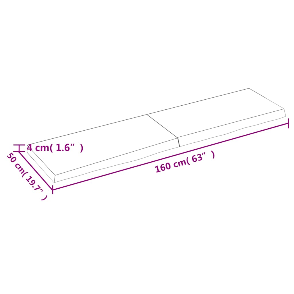 Tafelblad 160x50x(2-4)cm behandeld massief eikenhout lichtbruin is nu te koop bij PeponiXL, paradijselijk wonen!