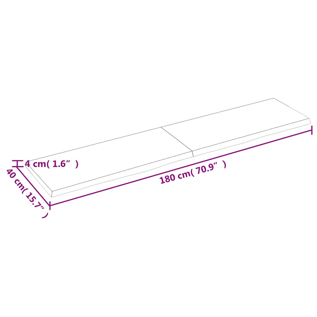 Tafelblad 180x40x(2-4)cm behandeld massief eikenhout lichtbruin is nu te koop bij PeponiXL, paradijselijk wonen!