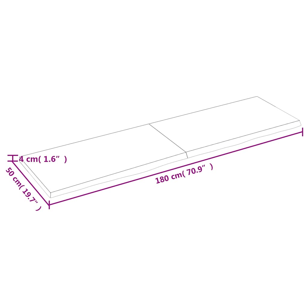 Tafelblad 180x50x(2-4)cm behandeld massief eikenhout lichtbruin is nu te koop bij PeponiXL, paradijselijk wonen!