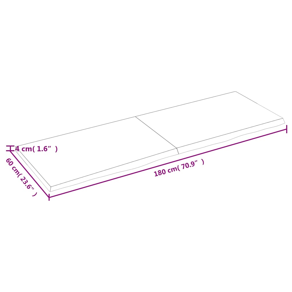 Tafelblad 180x60x(2-4)cm behandeld massief eikenhout lichtbruin is nu te koop bij PeponiXL, paradijselijk wonen!