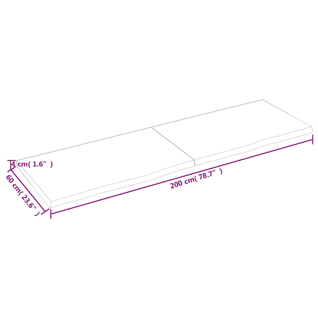 Tafelblad 200x60x(2-4)cm behandeld massief eikenhout lichtbruin is nu te koop bij PeponiXL, paradijselijk wonen!
