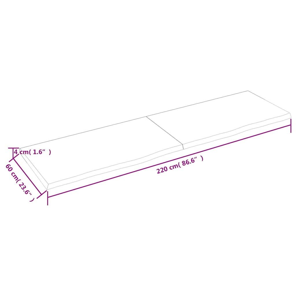 Tafelblad 220x60x(2-4)cm behandeld eikenhout donkerbruin is nu te koop bij PeponiXL, paradijselijk wonen!