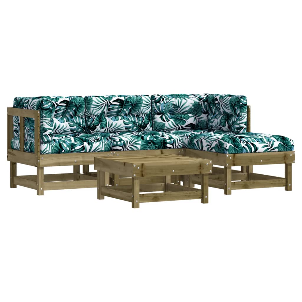 5-delige Loungeset met kussens geïmpregneerd grenenhout is nu te koop bij PeponiXL, paradijselijk wonen!