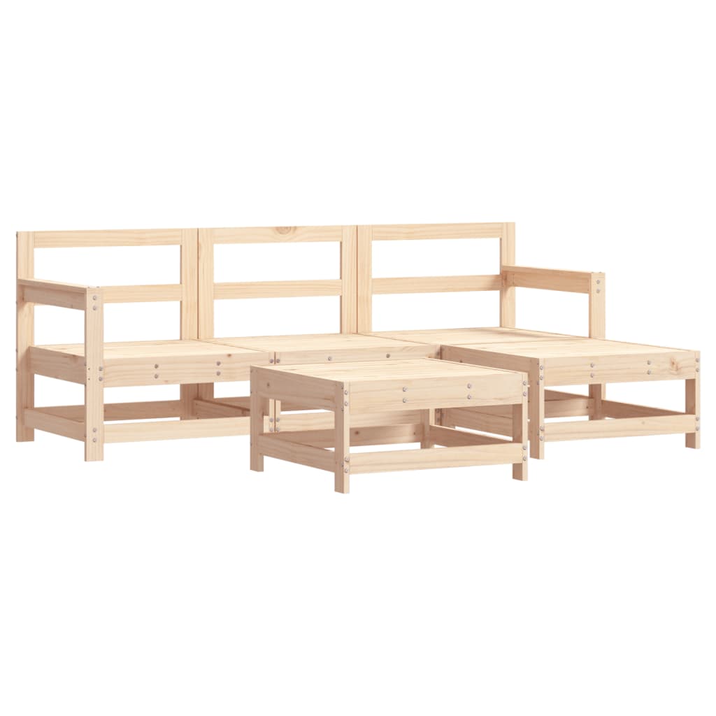 5-delige Loungeset met kussens massief hout is nu te koop bij PeponiXL, paradijselijk wonen!