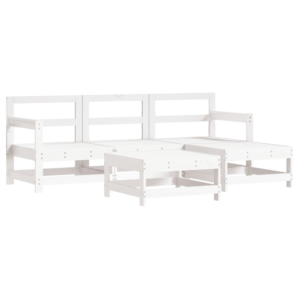 5-delige Loungeset met kussens massief hout wit is nu te koop bij PeponiXL, paradijselijk wonen!