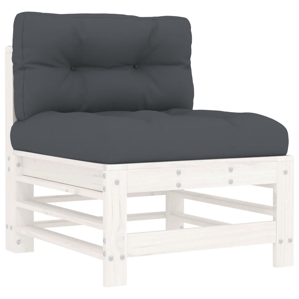 5-delige Loungeset met kussens massief hout wit is nu te koop bij PeponiXL, paradijselijk wonen!