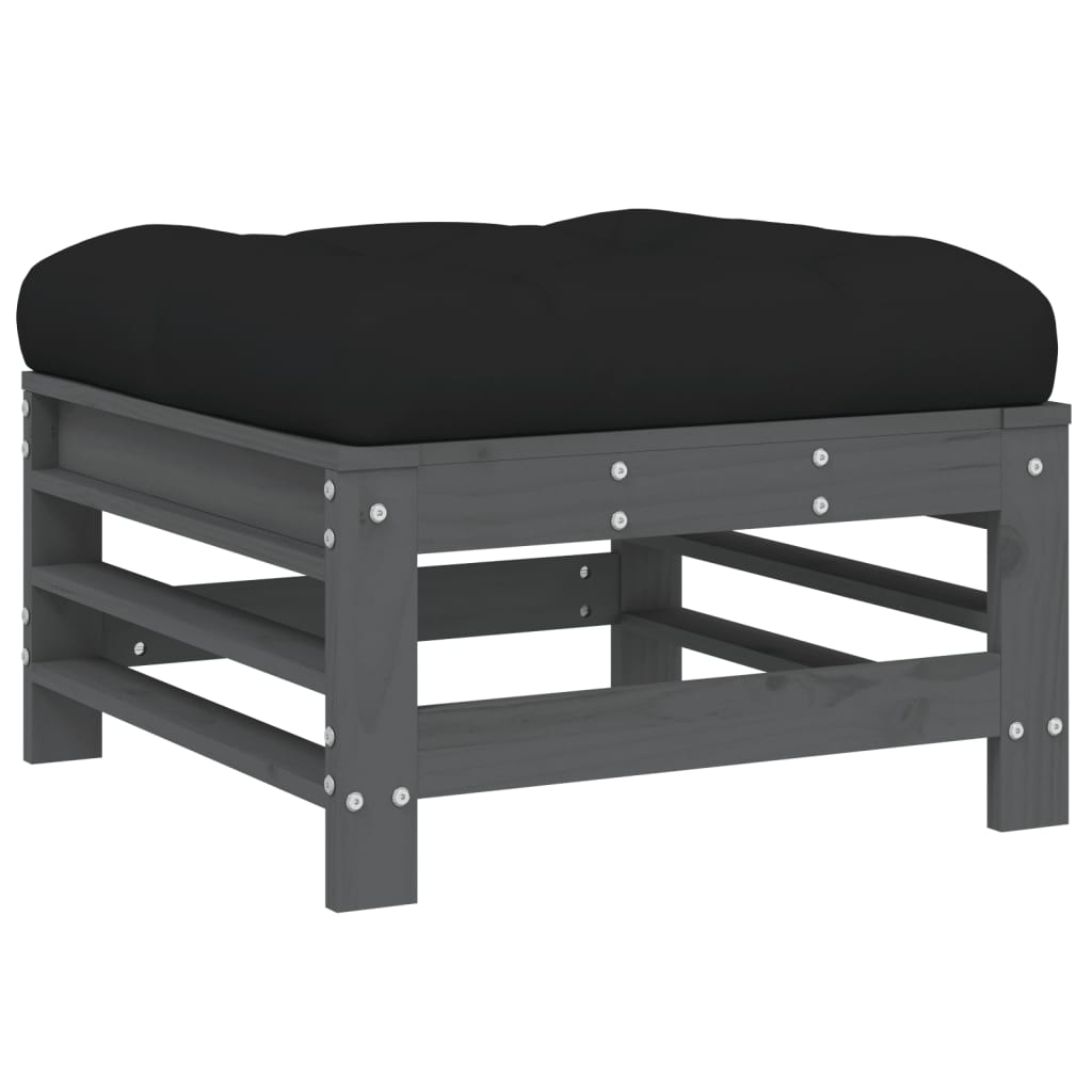 5-delige Loungeset met kussens massief hout grijs is nu te koop bij PeponiXL, paradijselijk wonen!