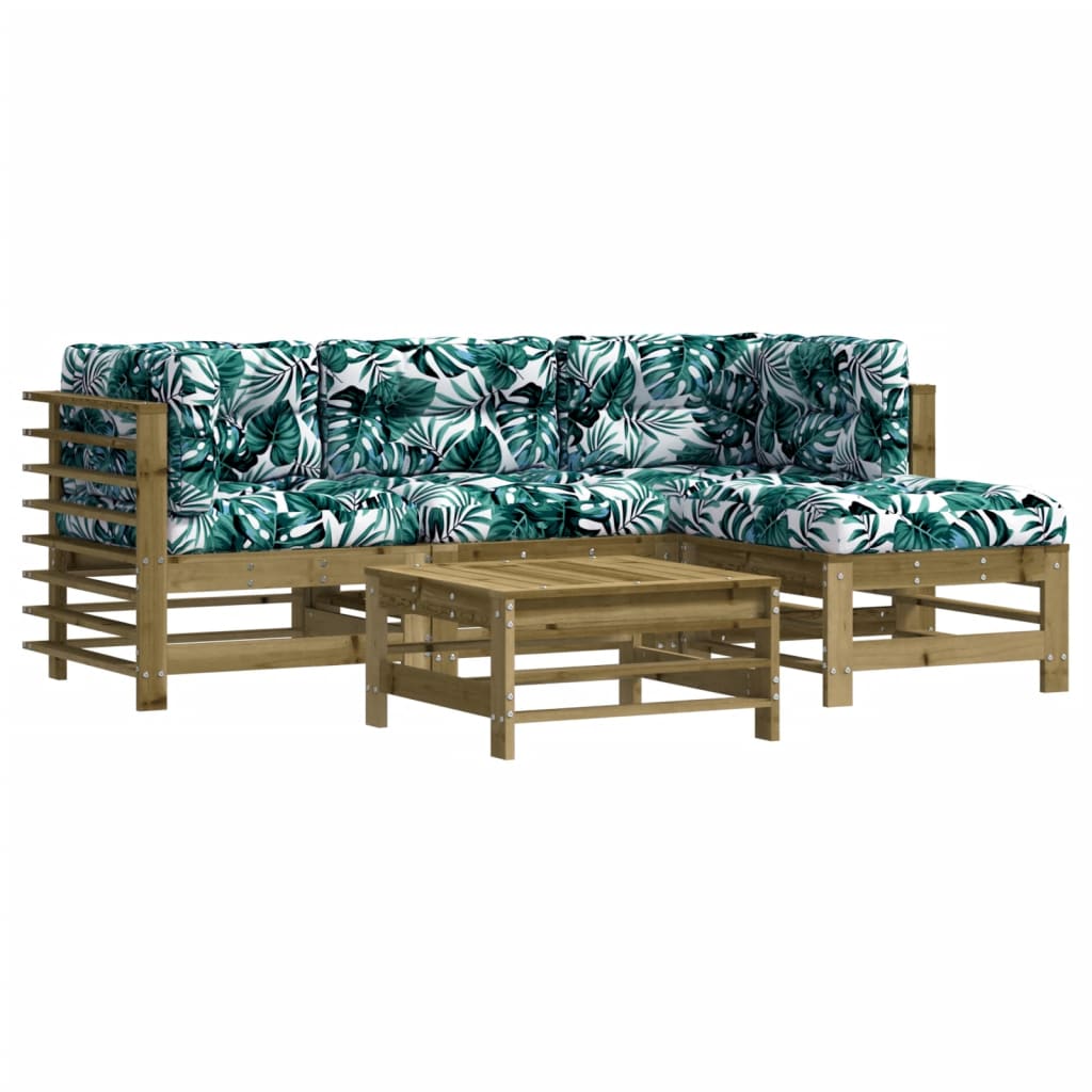 5-delige Loungeset met kussens geïmpregneerd grenenhout is nu te koop bij PeponiXL, paradijselijk wonen!