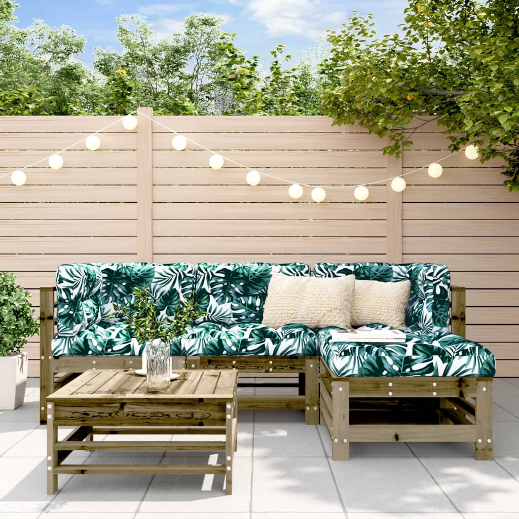 5-delige Loungeset met kussens geïmpregneerd grenenhout is nu te koop bij PeponiXL, paradijselijk wonen!