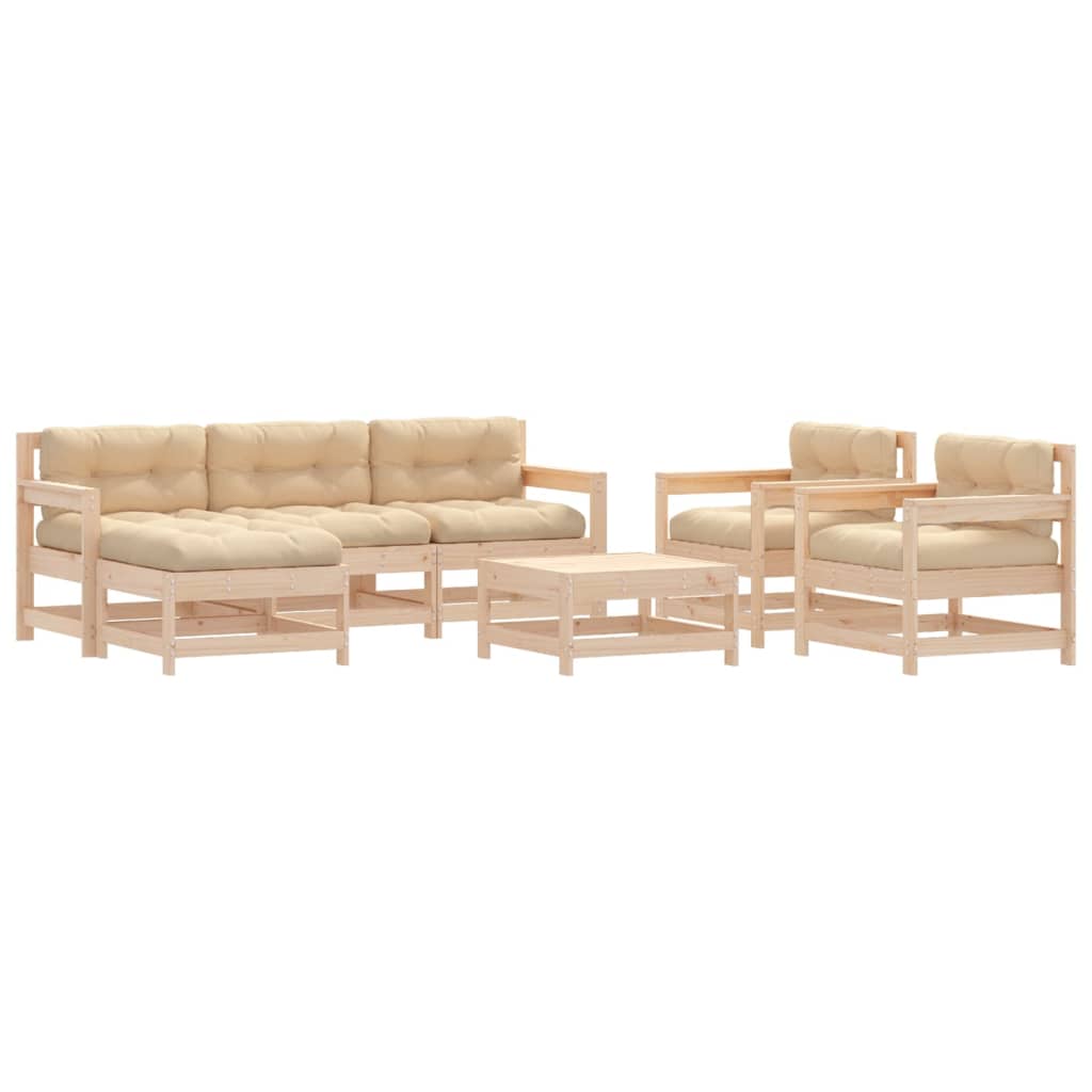 7-delige Loungeset met kussens massief teak is nu te koop bij PeponiXL, paradijselijk wonen!