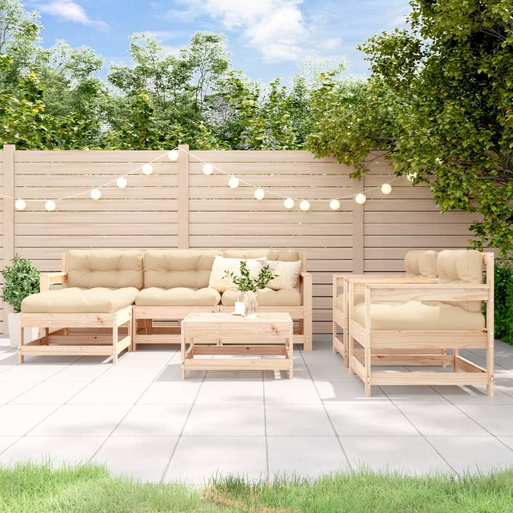 7-delige Loungeset met kussens massief teak is nu te koop bij PeponiXL, paradijselijk wonen!