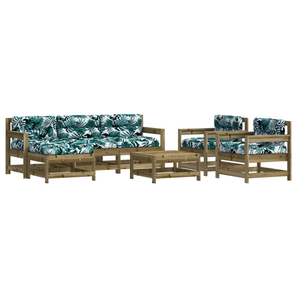 7-delige Loungeset met kussens geïmpregneerd grenenhout is nu te koop bij PeponiXL, paradijselijk wonen!