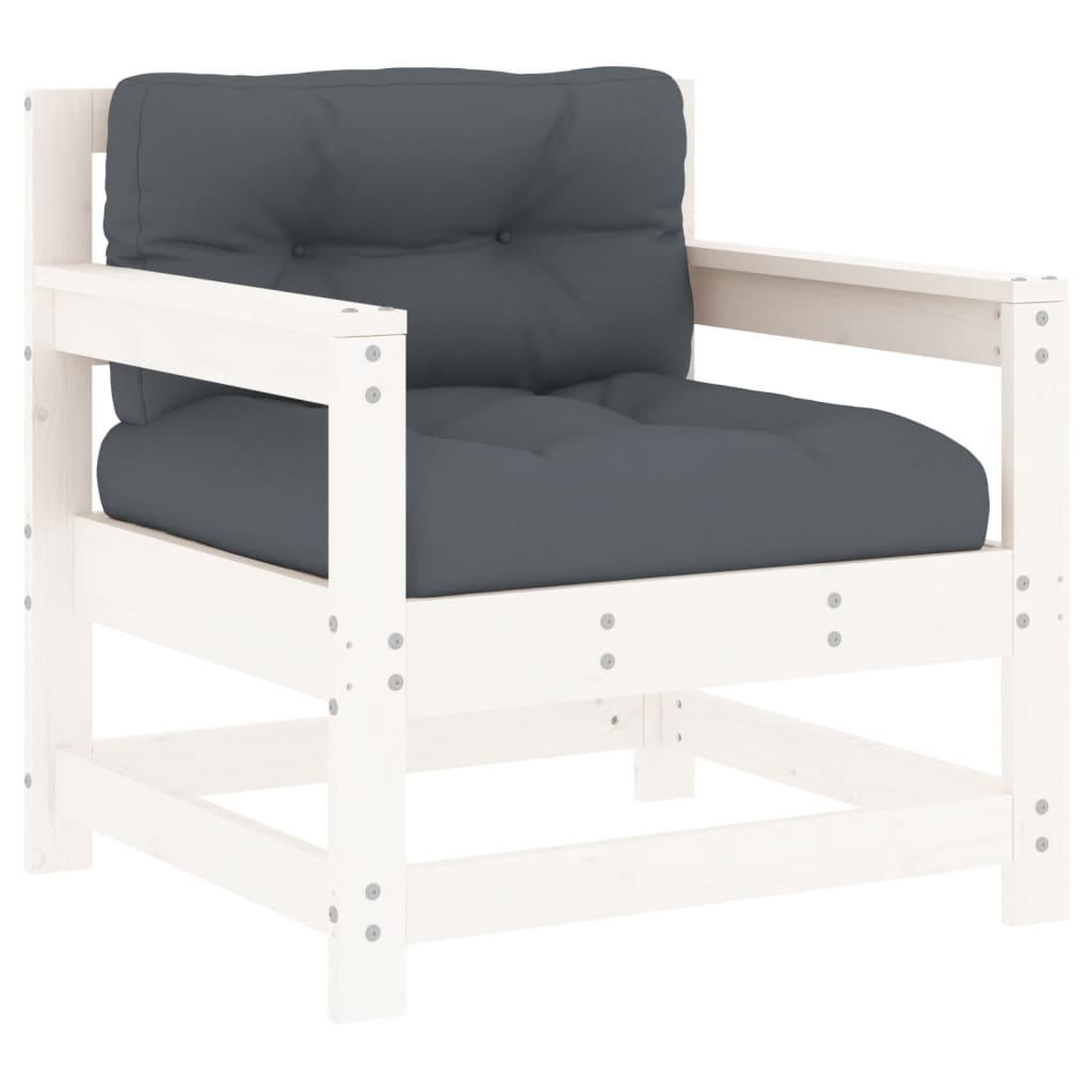 7-delige Loungeset met kussens massief hout wit is nu te koop bij PeponiXL, paradijselijk wonen!