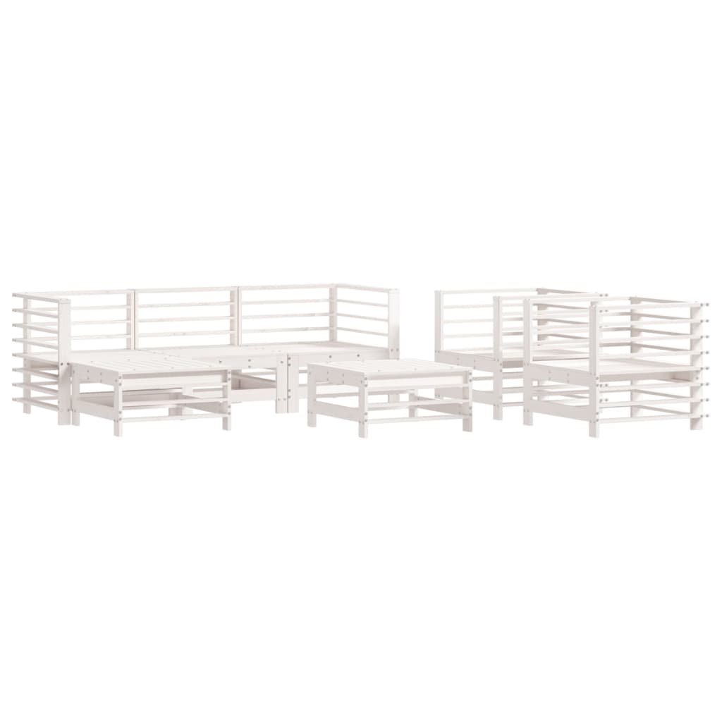 7-delige Loungeset met kussens massief hout wit is nu te koop bij PeponiXL, paradijselijk wonen!