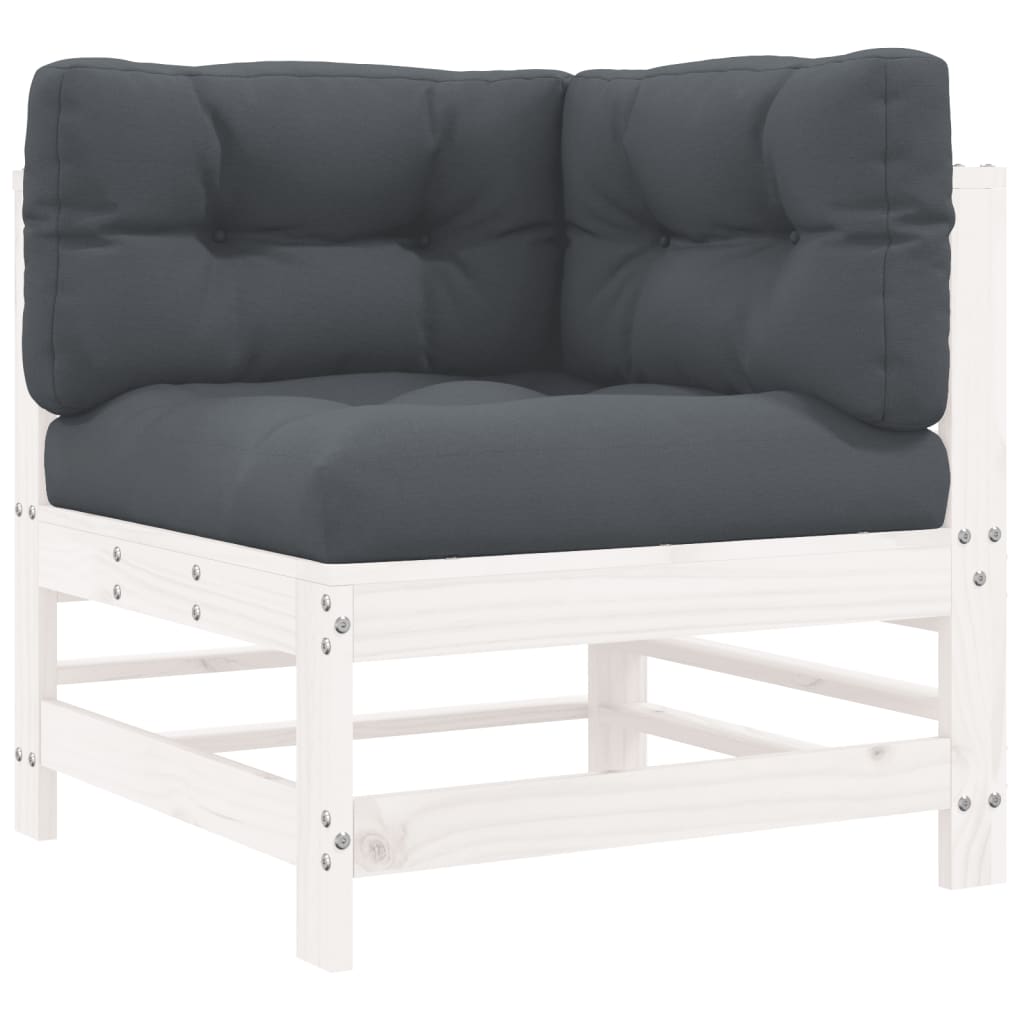 7-delige Loungeset met kussens massief hout wit is nu te koop bij PeponiXL, paradijselijk wonen!