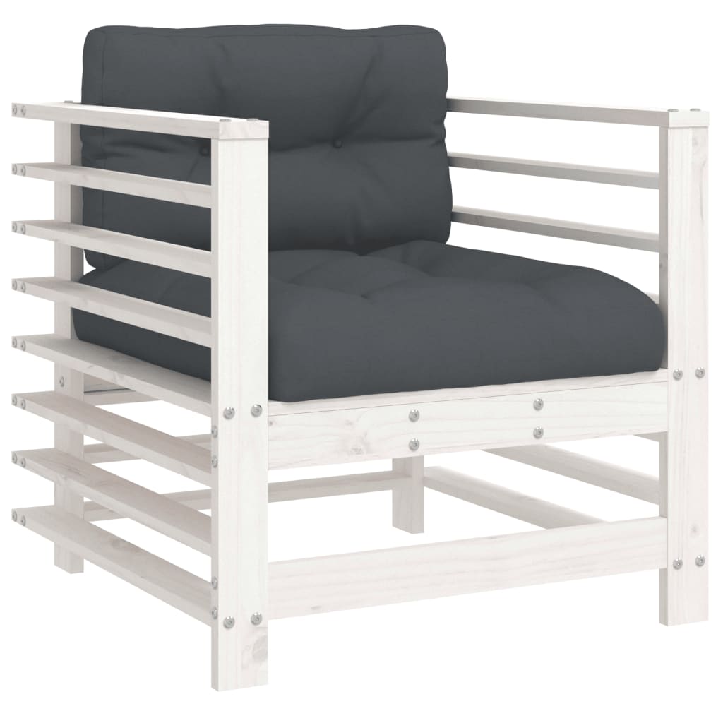 7-delige Loungeset met kussens massief hout wit is nu te koop bij PeponiXL, paradijselijk wonen!