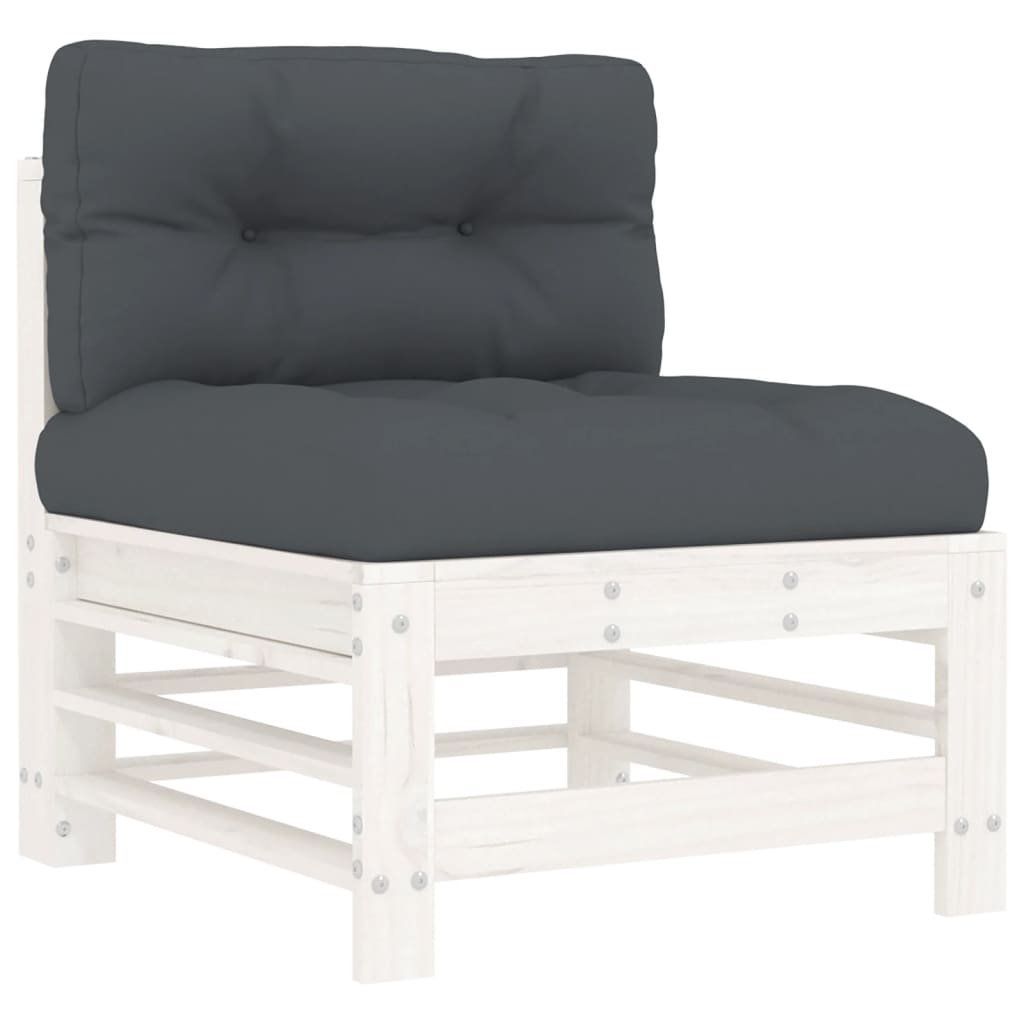 7-delige Loungeset met kussens massief hout wit is nu te koop bij PeponiXL, paradijselijk wonen!