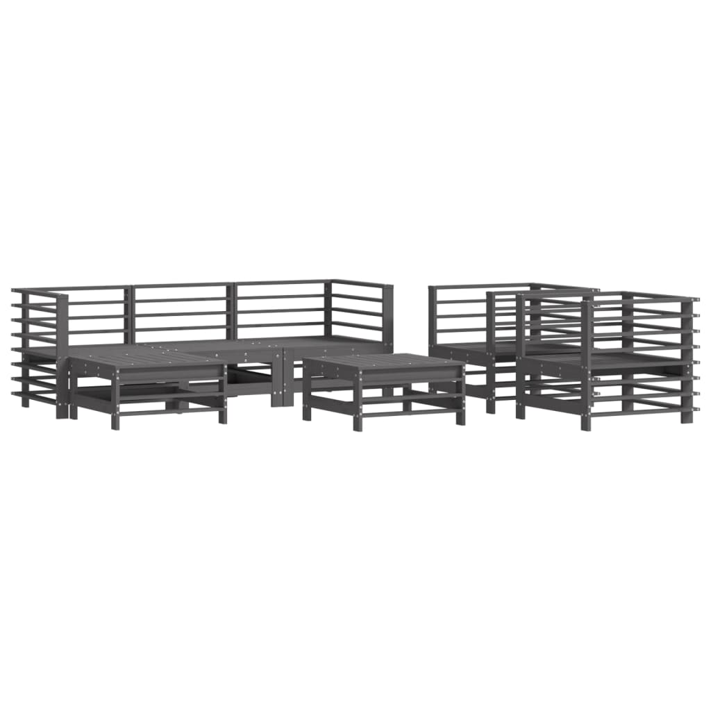 7-delige Loungeset met kussens massief hout grijs is nu te koop bij PeponiXL, paradijselijk wonen!