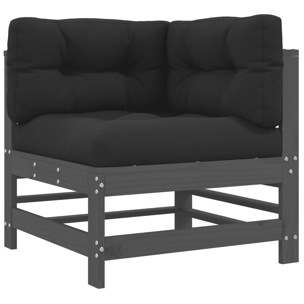 7-delige Loungeset met kussens massief hout grijs is nu te koop bij PeponiXL, paradijselijk wonen!
