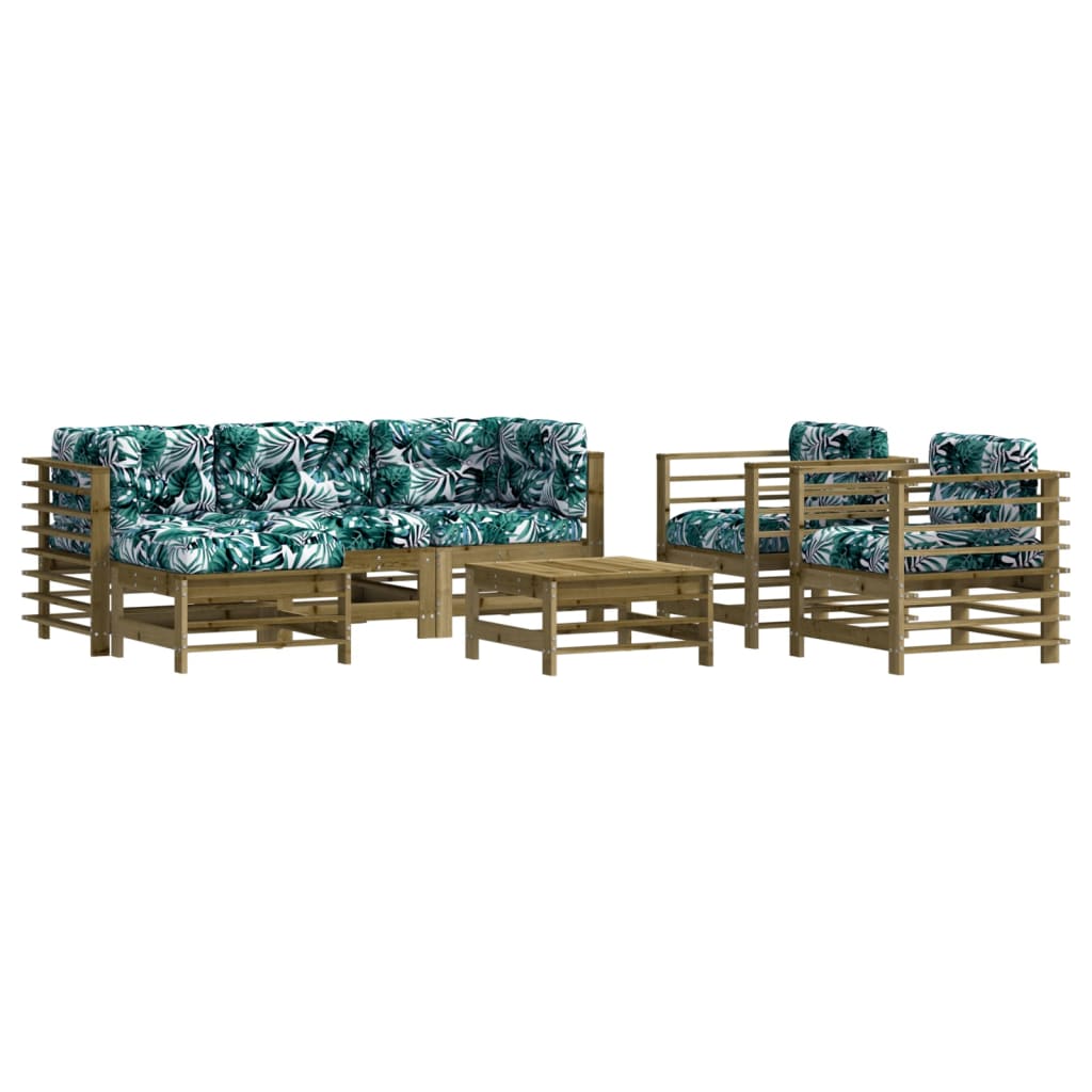 7-delige Loungeset met kussens geïmpregneerd grenenhout is nu te koop bij PeponiXL, paradijselijk wonen!