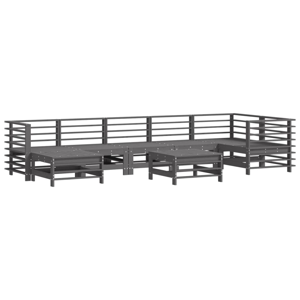8-delige Loungeset met kussens massief hout grijs is nu te koop bij PeponiXL, paradijselijk wonen!