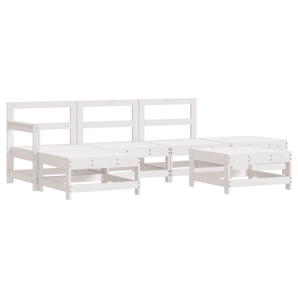 6-delige Loungeset met kussens massief hout wit is nu te koop bij PeponiXL, paradijselijk wonen!