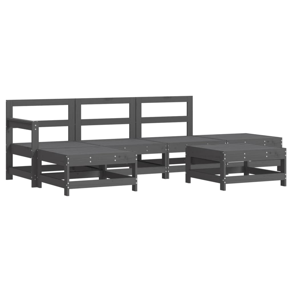6-delige Loungeset met kussens massief hout grijs is nu te koop bij PeponiXL, paradijselijk wonen!