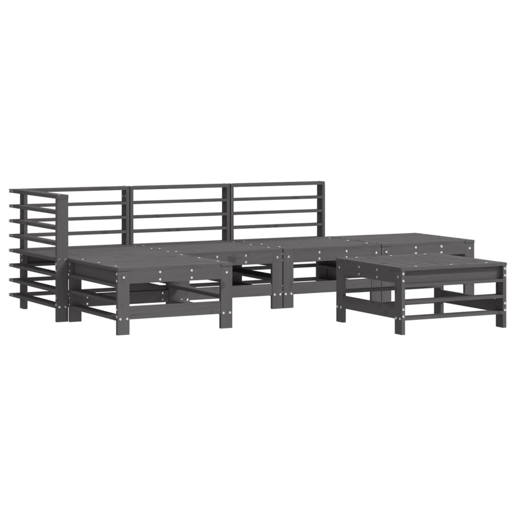 6-delige Loungeset met kussens massief hout grijs is nu te koop bij PeponiXL, paradijselijk wonen!