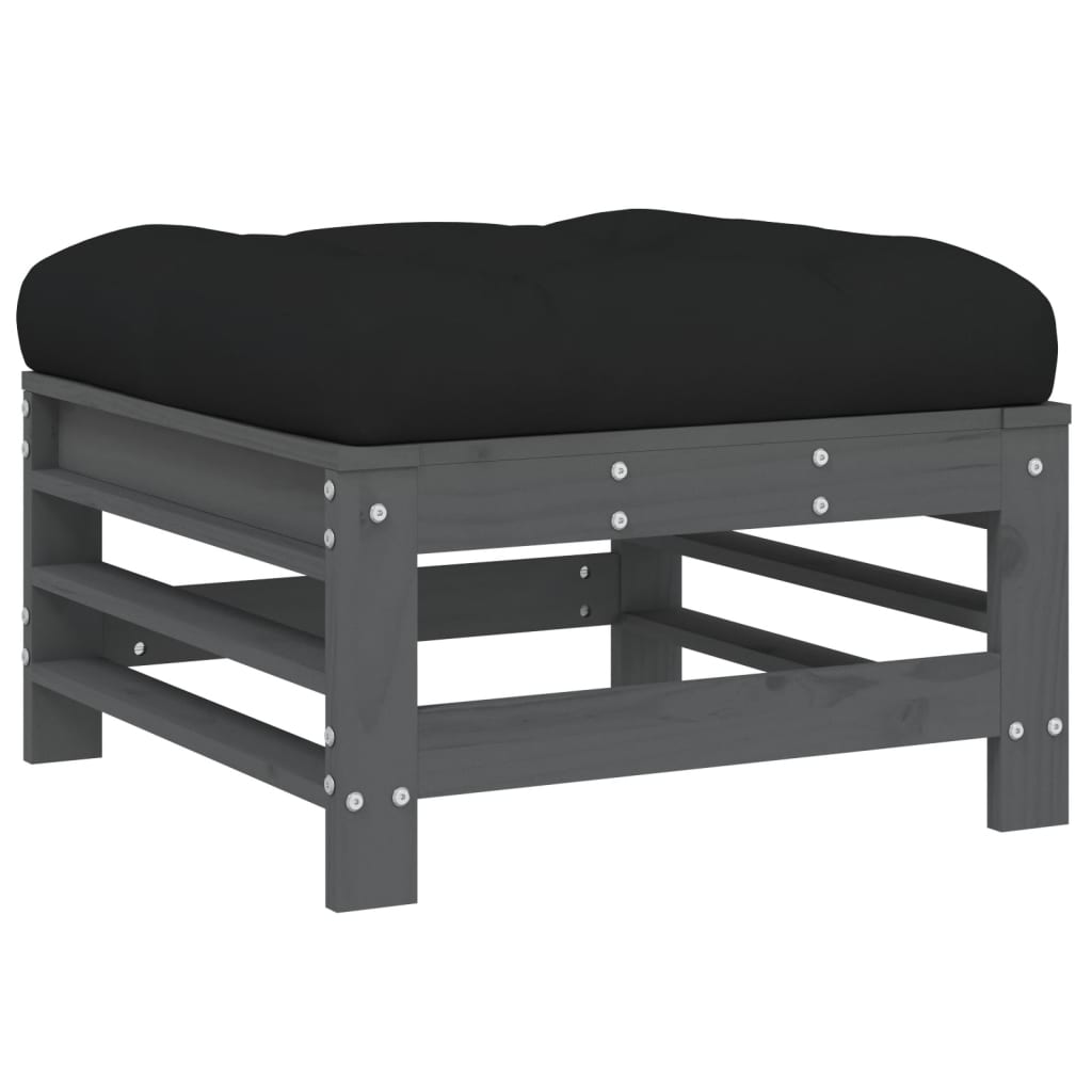 6-delige Loungeset met kussens massief hout grijs is nu te koop bij PeponiXL, paradijselijk wonen!