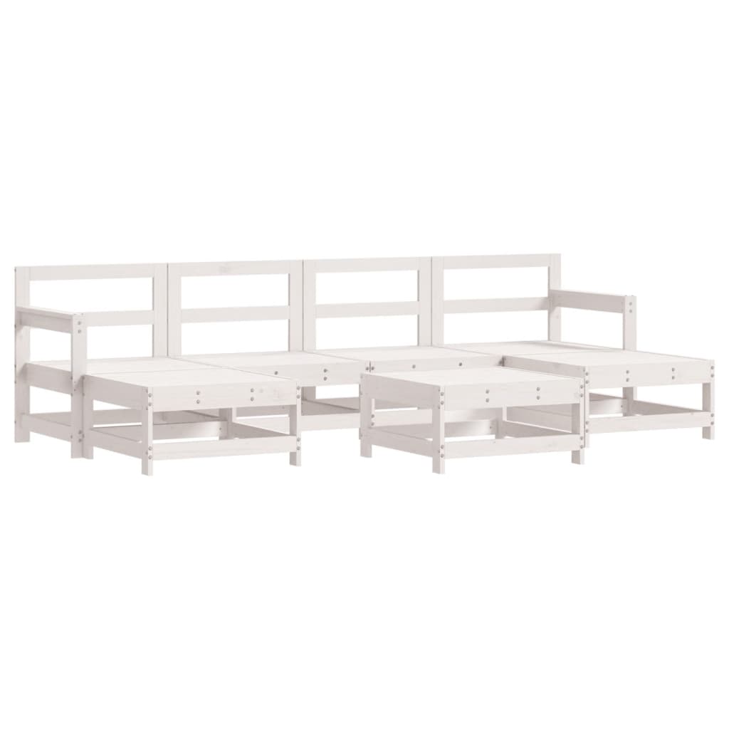 7-delige Loungeset met kussens massief hout wit is nu te koop bij PeponiXL, paradijselijk wonen!