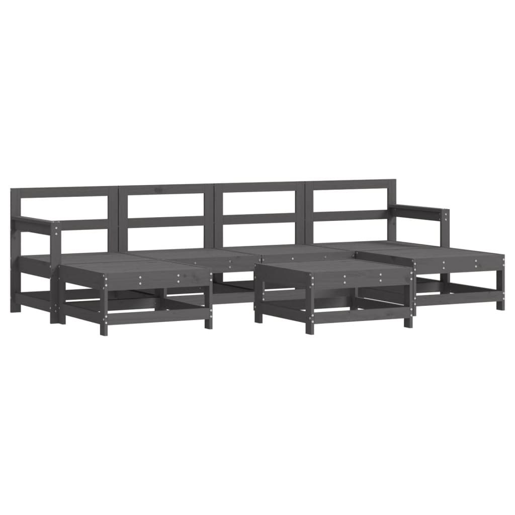 7-delige Loungeset met kussens massief hout grijs is nu te koop bij PeponiXL, paradijselijk wonen!