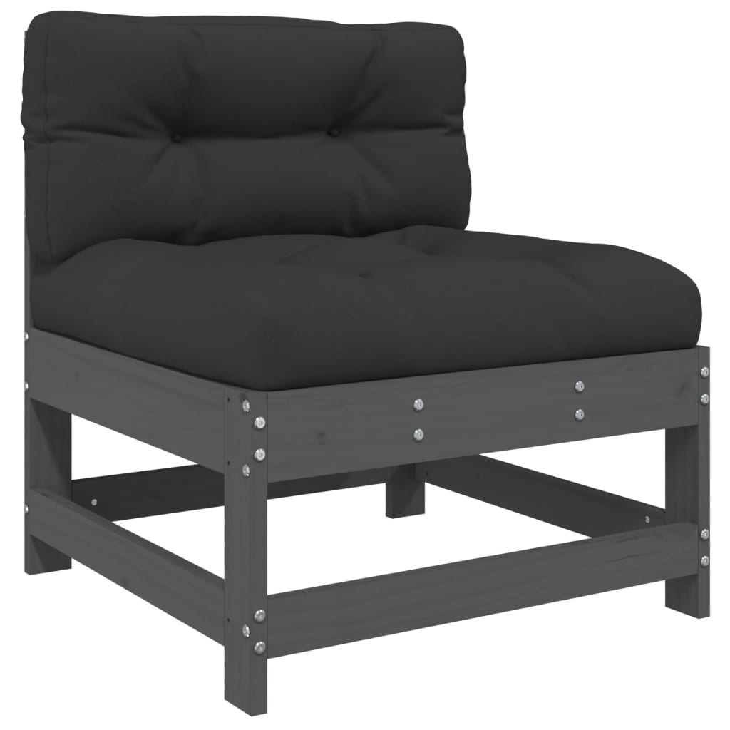 7-delige Loungeset met kussens massief hout grijs is nu te koop bij PeponiXL, paradijselijk wonen!