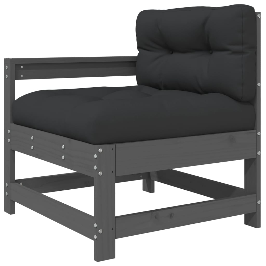 7-delige Loungeset met kussens massief hout grijs is nu te koop bij PeponiXL, paradijselijk wonen!