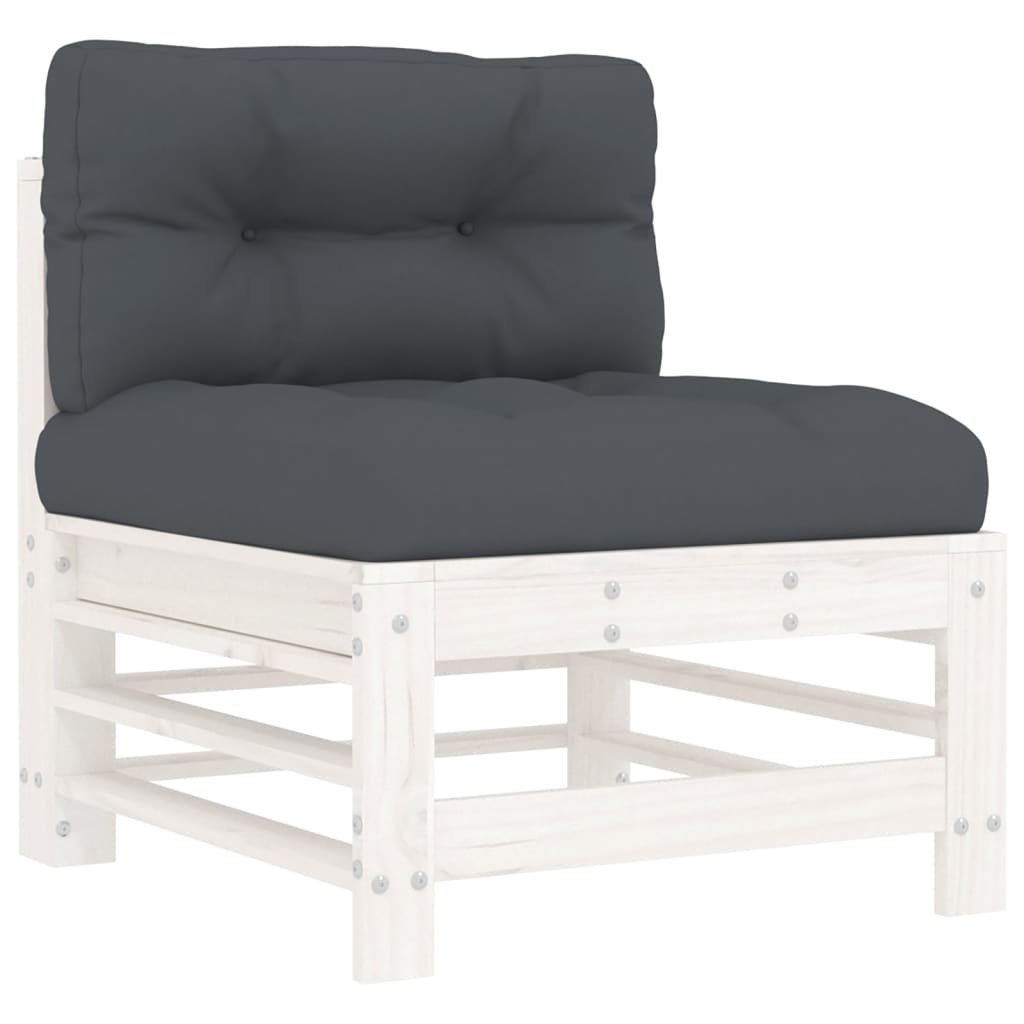 7-delige Loungeset met kussens massief hout wit is nu te koop bij PeponiXL, paradijselijk wonen!