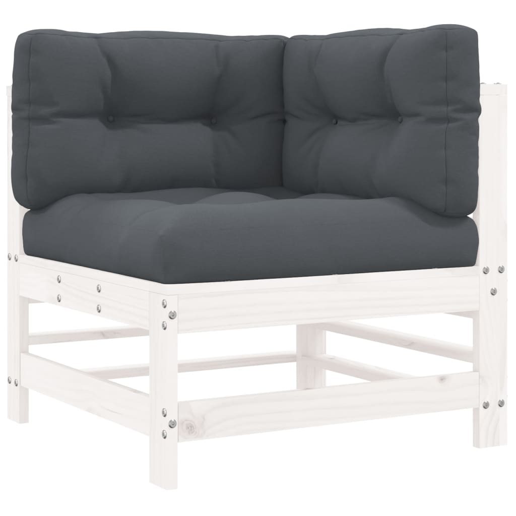 7-delige Loungeset met kussens massief hout wit is nu te koop bij PeponiXL, paradijselijk wonen!