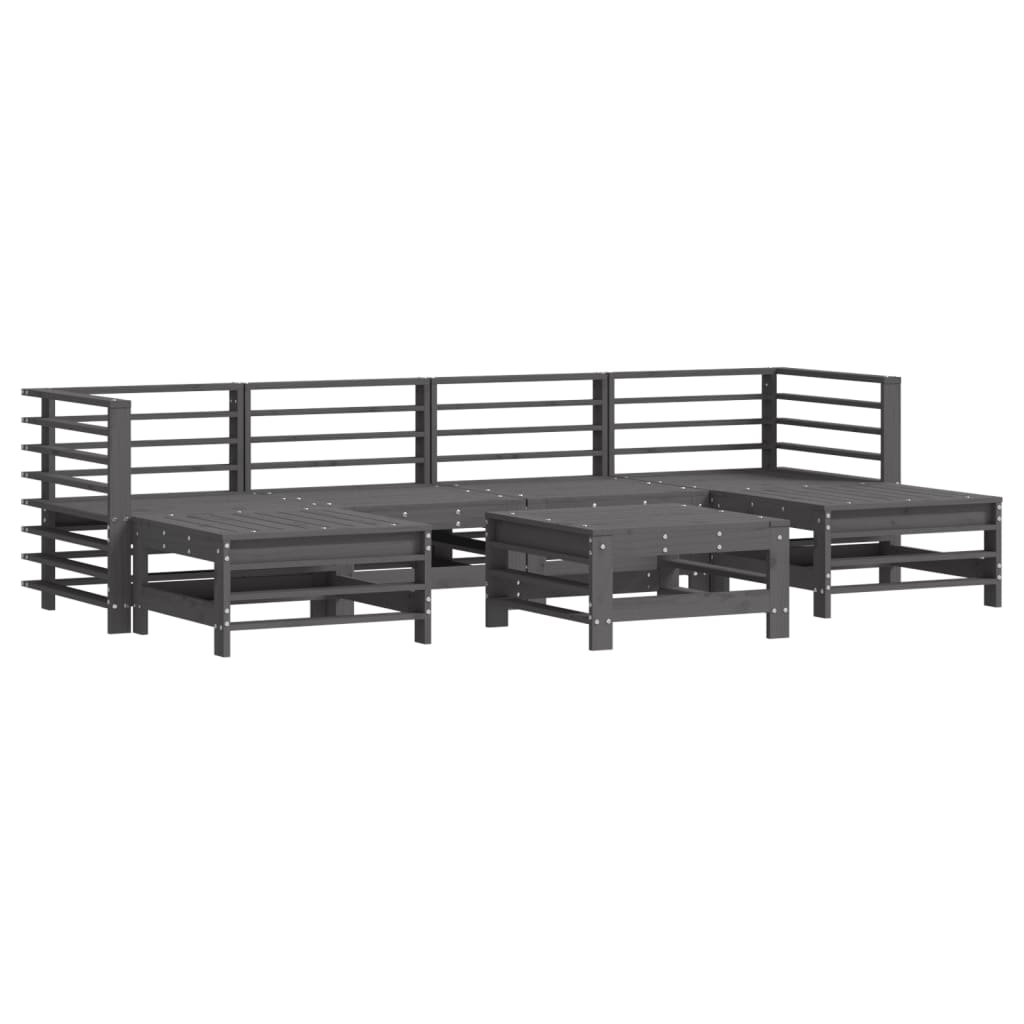 7-delige Loungeset met kussens massief hout grijs is nu te koop bij PeponiXL, paradijselijk wonen!