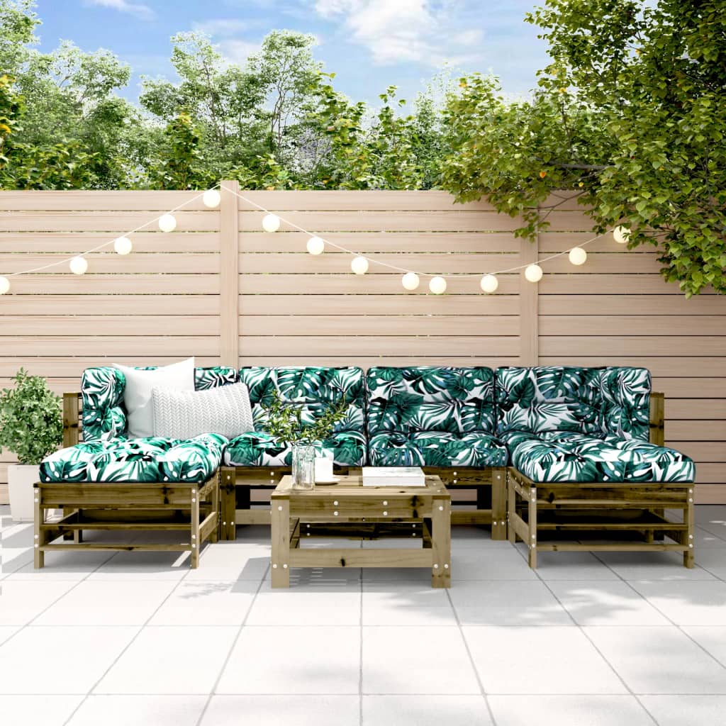 7-delige Loungeset met kussens geïmpregneerd grenenhout is nu te koop bij PeponiXL, paradijselijk wonen!