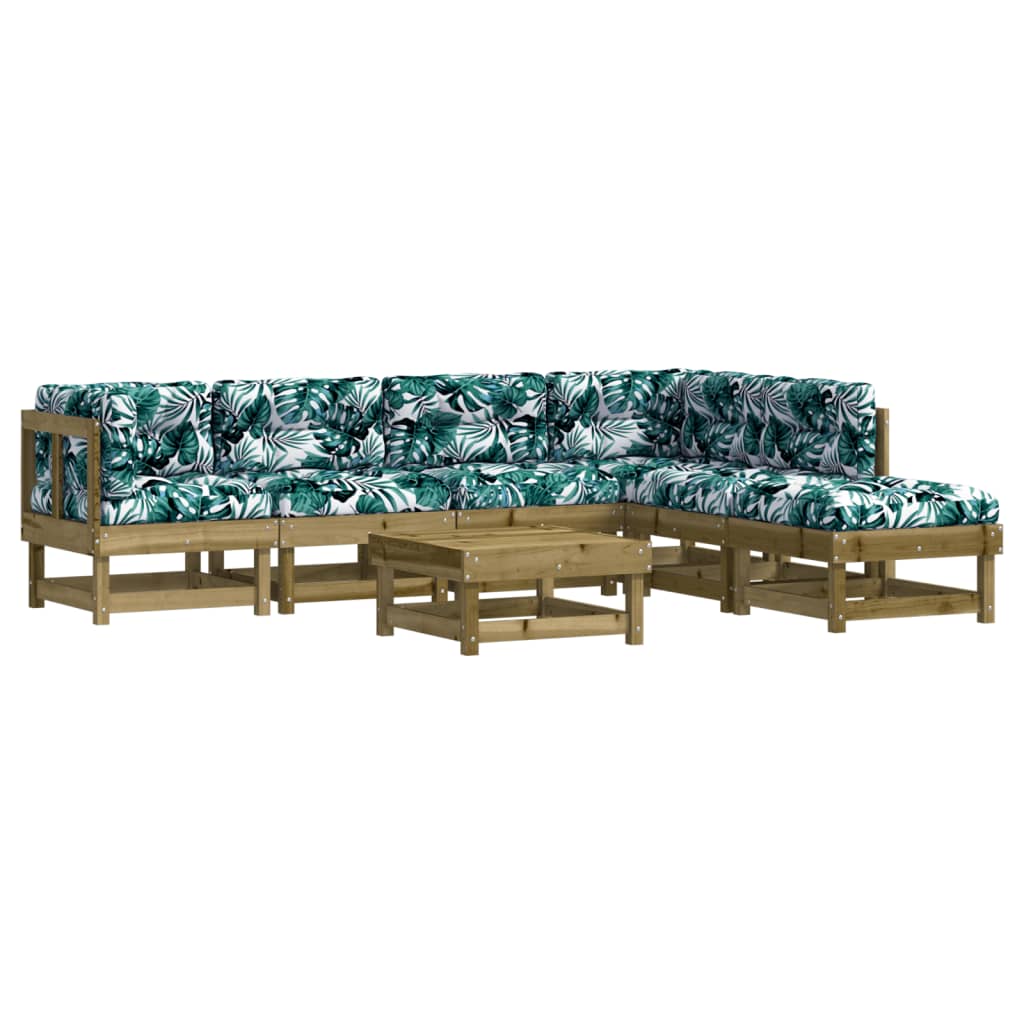 7-delige Loungeset met kussens geïmpregneerd grenenhout is nu te koop bij PeponiXL, paradijselijk wonen!