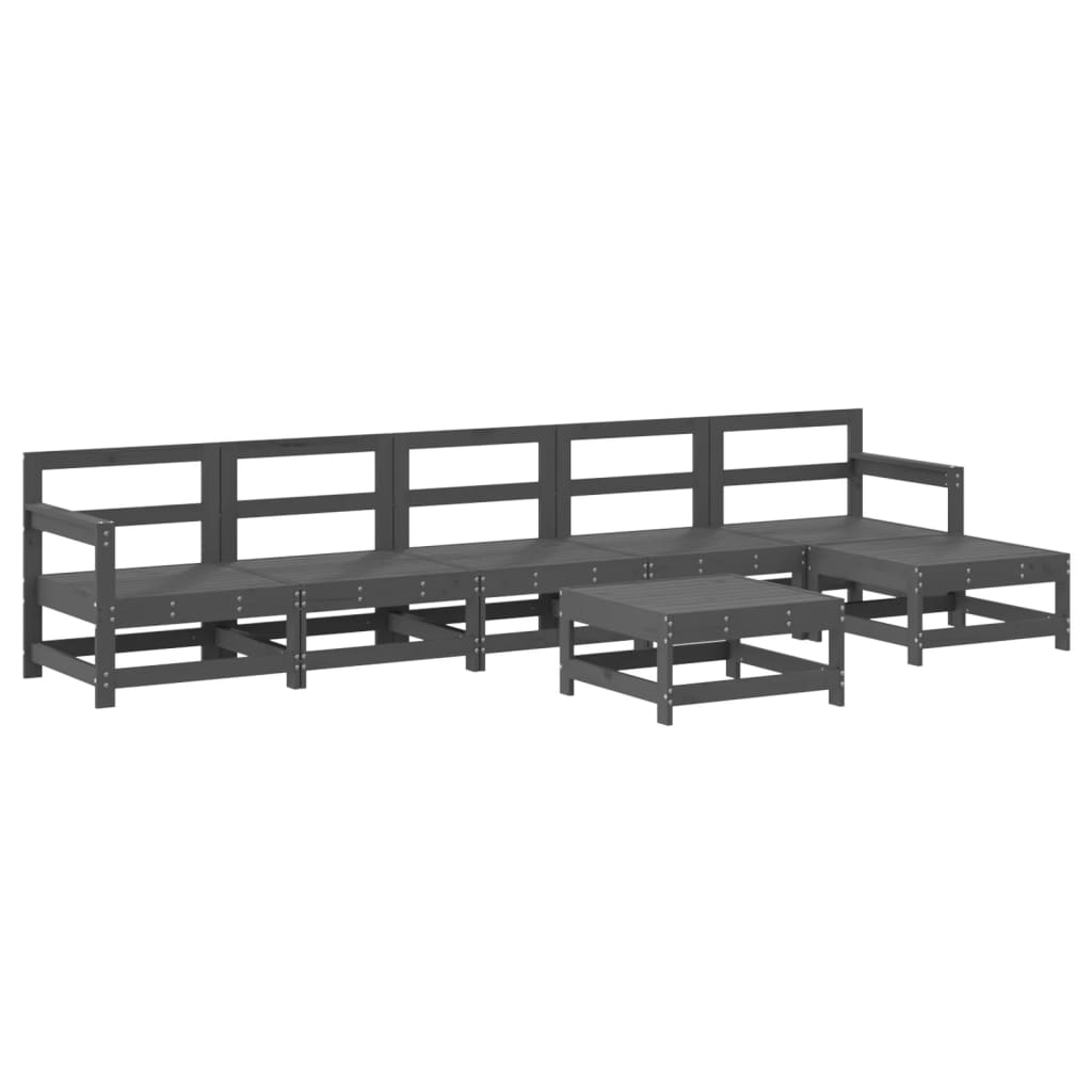 7-delige Loungeset met kussens massief hout grijs is nu te koop bij PeponiXL, paradijselijk wonen!