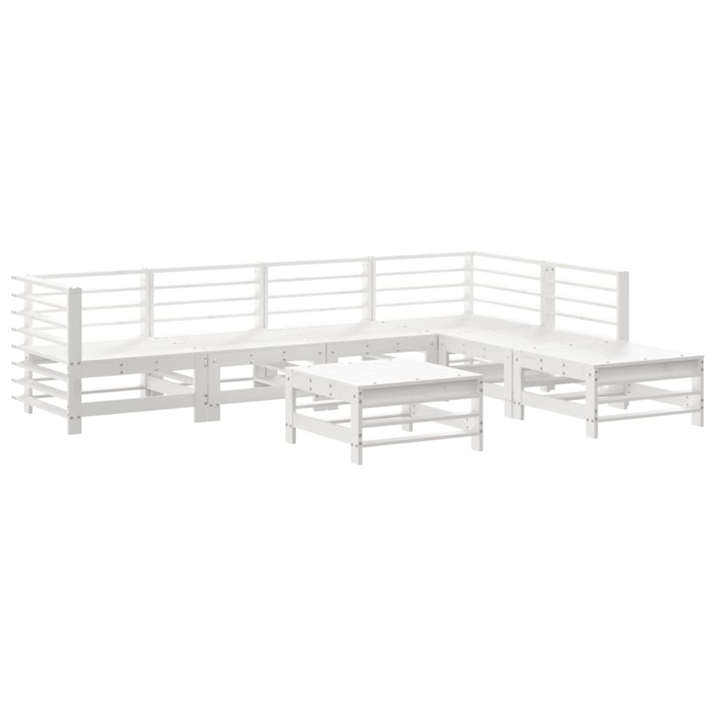 7-delige Loungeset met kussens massief hout wit is nu te koop bij PeponiXL, paradijselijk wonen!