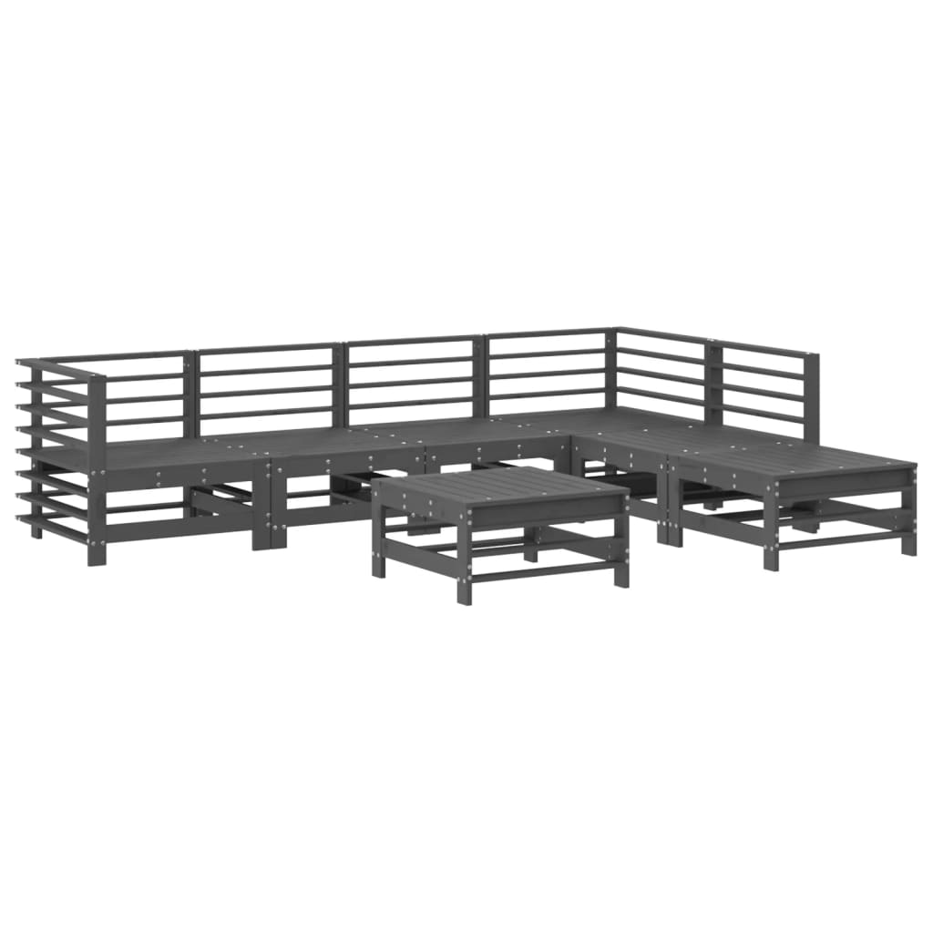 7-delige Loungeset met kussens massief hout grijs is nu te koop bij PeponiXL, paradijselijk wonen!